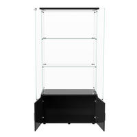 STANDVITRINE 78.5x164cm mit LED-Leisten, ESG-Glas, Schwarz, abschließbar - Schwarz, Glas (35/164/78.51cm) - SHOPENTRA