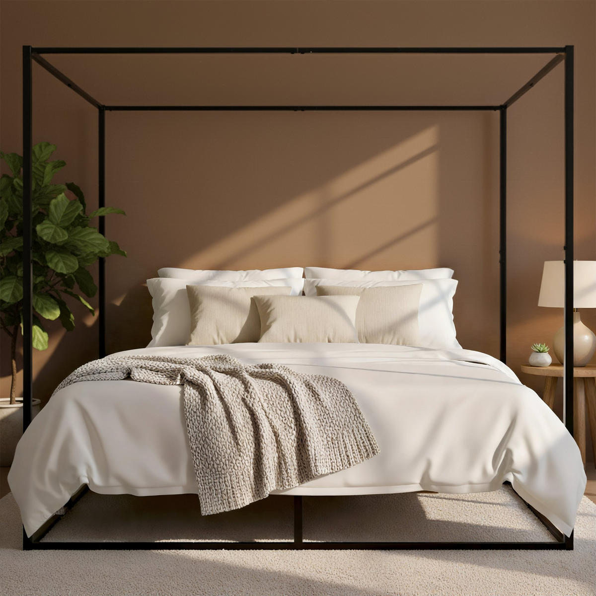 HIMMELBETT Kosan Metall Schwarz Bett 200x200 Schwarz - Schwarz, Metall - DELUKE