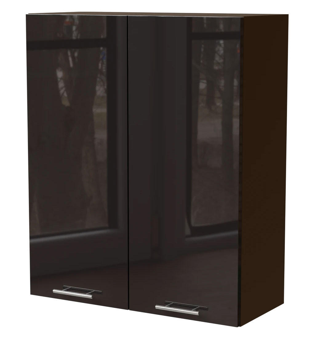 Feldmann-Wohnen Küchenhängeschrank Schwarz Hochglanz, Dunkelgrau 80x96x32.5 cm