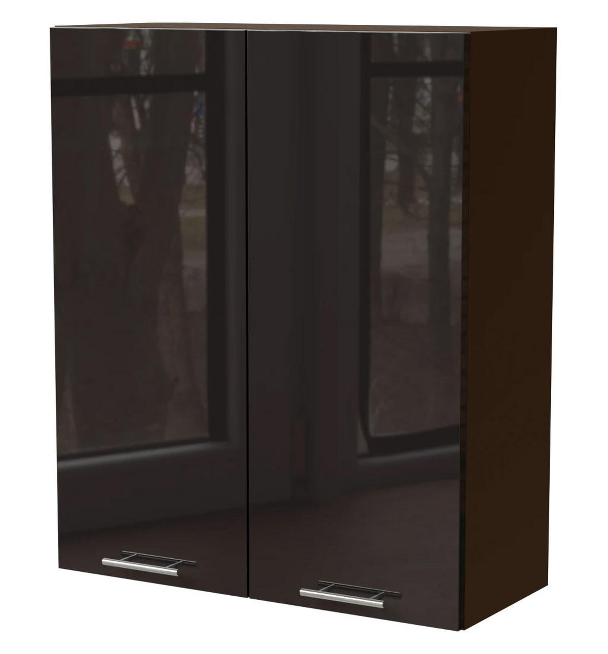 KÜCHENHÄNGESCHRANK Essen W4/80 Schwarz Hochglanz / Lava Matt 80 / 32,5 / 96cm - Schwarz Hochglanz/Dunkelgrau, Holz/Holzwerkstoff (80/96/32.5cm) - Feldmann-Wohnen