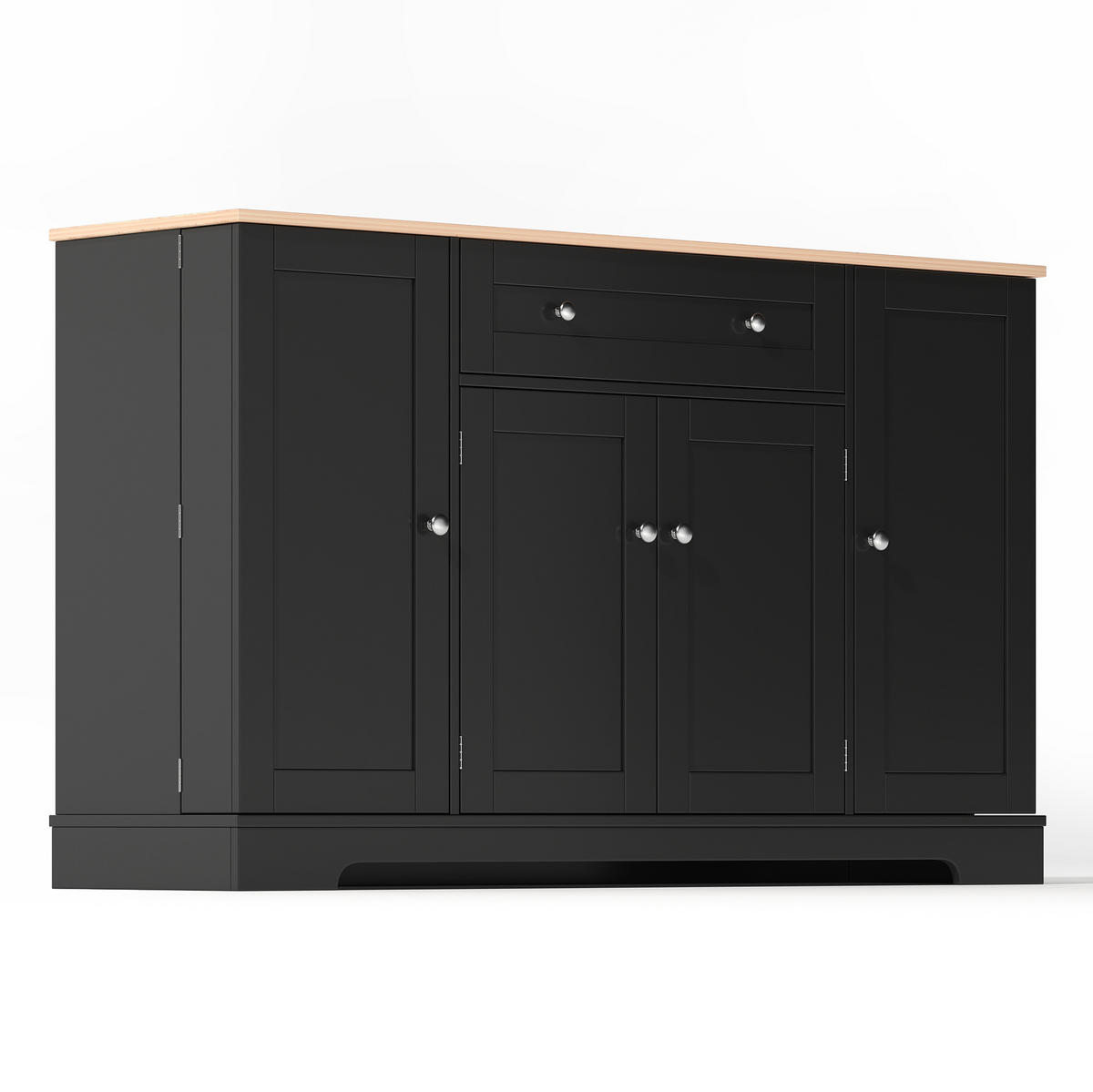 MODERNER Hochschrank aus MDF in Schwarz mit Schublade, Doppeltür und höhenverstellbaren Einlegeböden, Euro-Design, 138/40/85 cm, Schwarz - Schwarz, Holzwerkstoff (138/85/40cm) - Redom