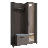 GARDEROBE Neli mit Lamellen und Spiegel, links, grau, grau - Grau, Kunststoff (79/207/42cm) - Margaret Hadas24