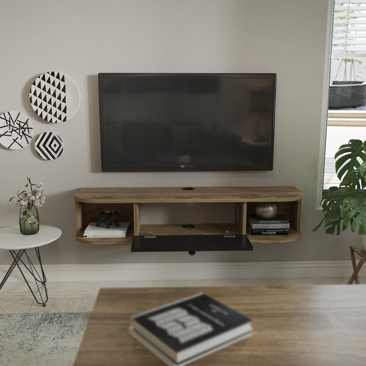 TV-ELEMENT Ibarra 120 cm Schwarz Oud - Schwarz/Braun, Holzwerkstoff (120/23.4/29.6cm) - Decorotika