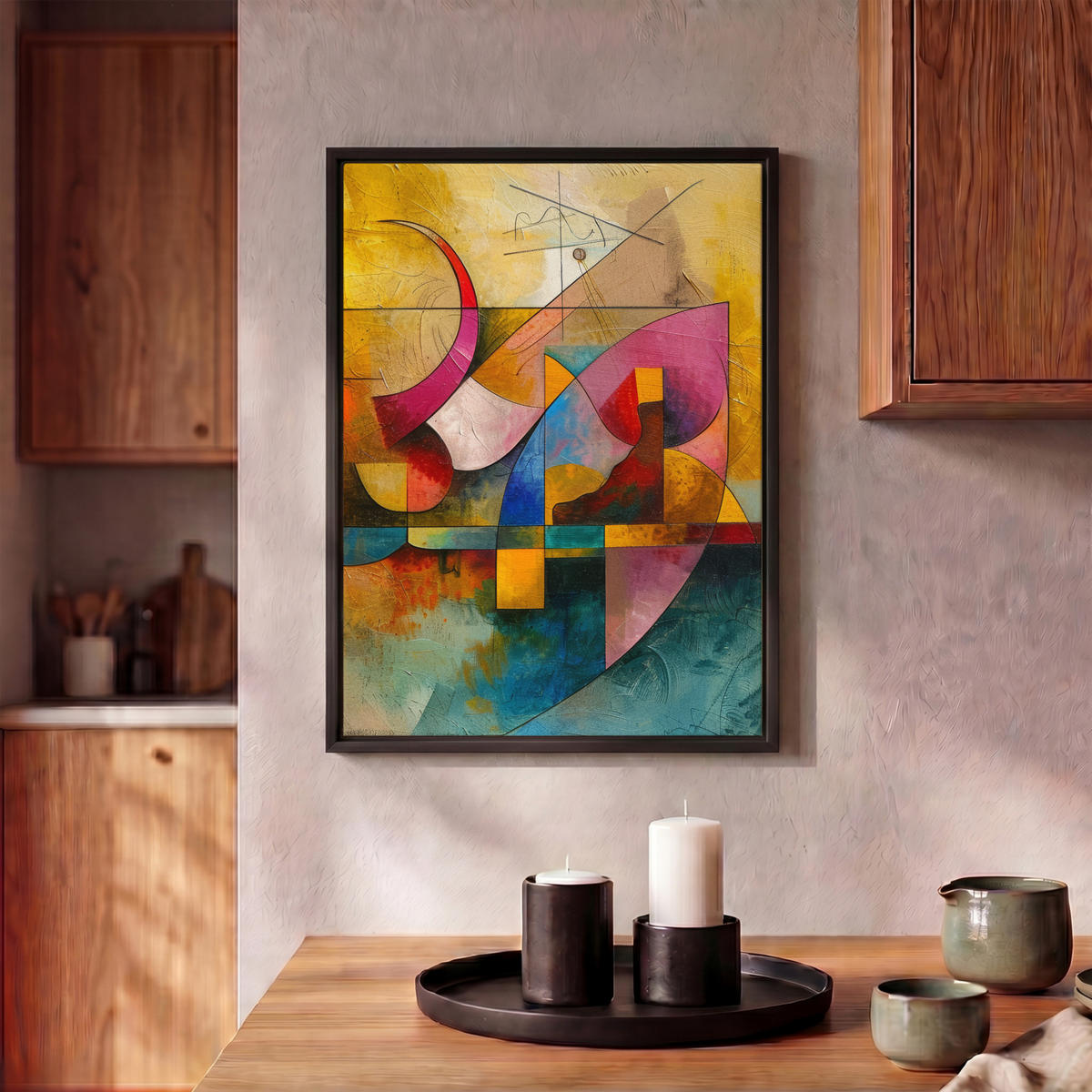 LEINWAND Bilder mit Rahmen - Kunst - Abstrakt - Modern - 30x40 - Gelb, Textil (30/40cm) - MuchoWow