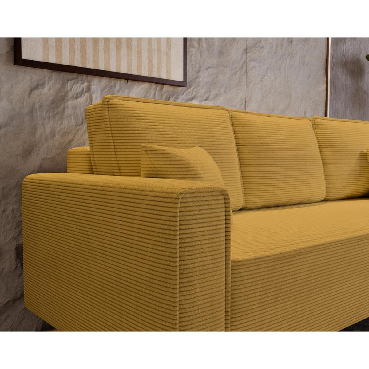 3-SITZER SOFA Monte mit Schlaffunktion gelb - Gelb, Textil (225/73/95cm) - Beautysofa