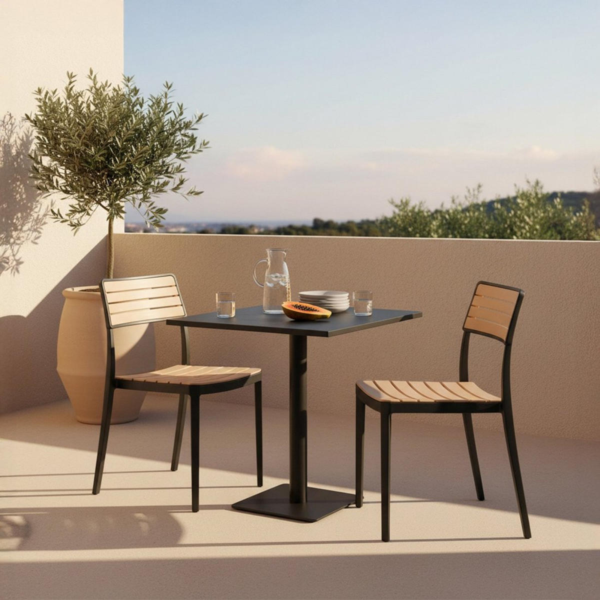 GARTENSTUHL Hilda Zweifarbig 41 cm x 81 cm 4er-Set - Multicolor, Kunststoff (41/81/54cm) - Klast Home