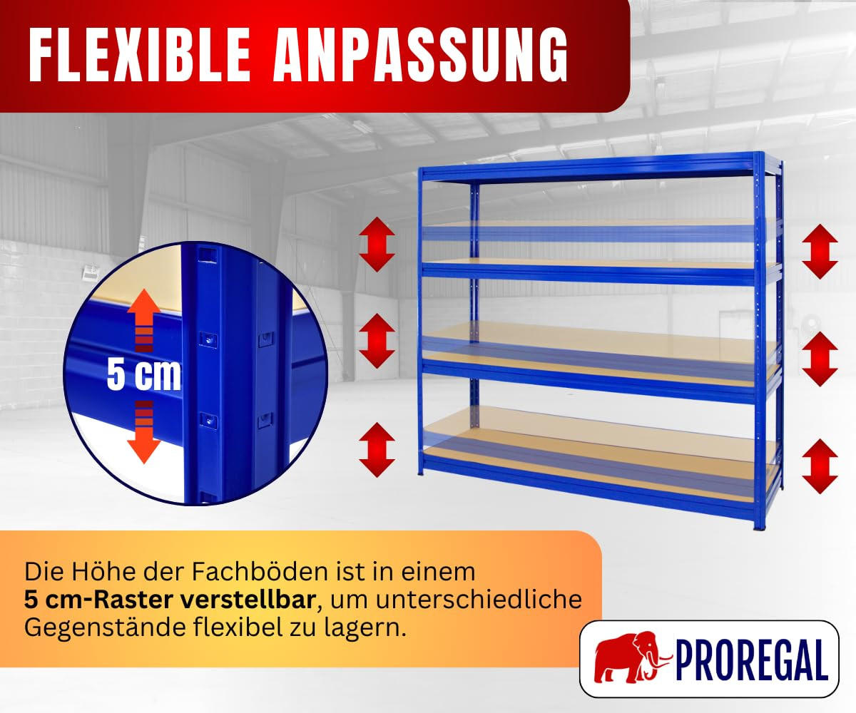 SCHWERLASTREGAL Dino 180x240x60 cm Fachlast 450 kg Blau - Blau, Metall (240/180/60cm) - PROREGAL