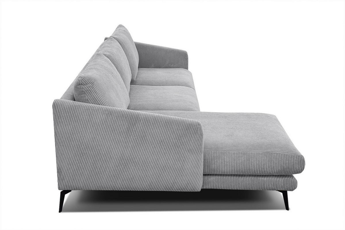 ECKSOFA VILT 4-Sitzer, hellgrau - Hellgrau/Schwarz, Holzwerkstoff/Textil (156/255cm) - Courtois Laville