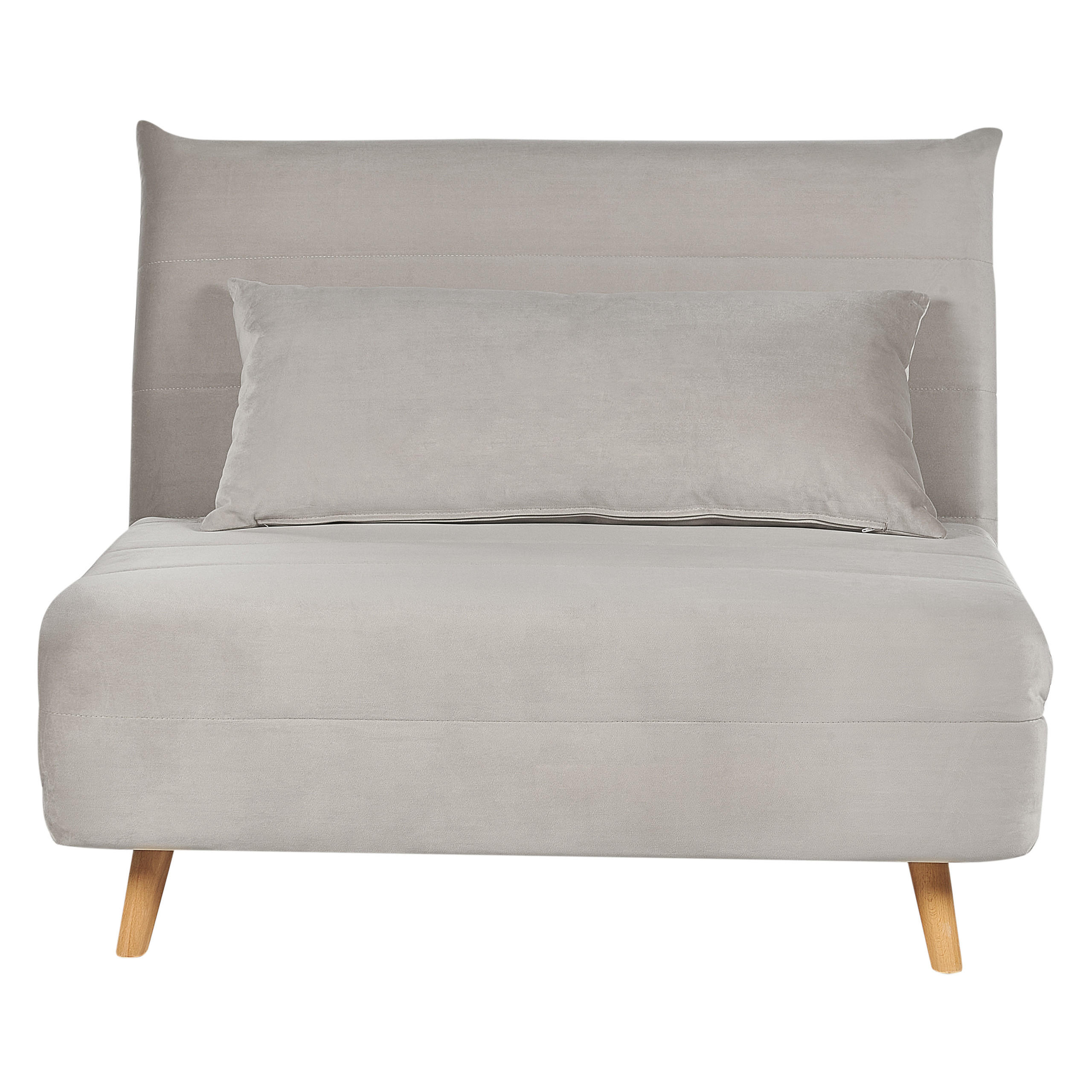 1-SITZER-SCHLAFSOFA Samtstoff Hellgrau Setten - Hellgrau, Textil (104/82/190cm) - Beliani