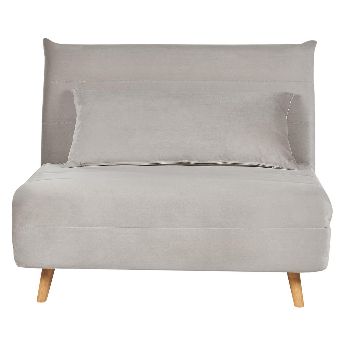 1-SITZER-SCHLAFSOFA Samtstoff Hellgrau Setten - Hellgrau, Textil (104/82/190cm) - Beliani