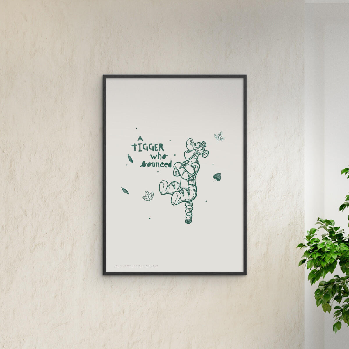 POSTER mit Rahmen Disney - Disney's Tigger Joyful Bounce - Beige/Schwarz, Holz/Papier (50/70cm) - Poster&Frame
