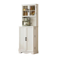BUFFET DE-38833 60/39,5/179,6 cm 4 Türen und 8 Gewürzhalter Weiß - Weiß, Holzwerkstoff (60/179.6/39.5cm) - ComfortXL