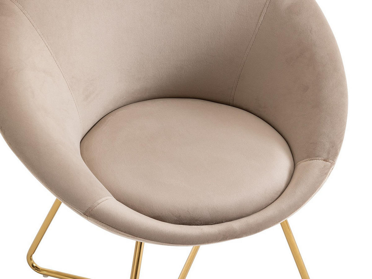 STUHL - Samt & goldfarbenes Metall - Beige - BURBAN - Beige, Textil (70/83/57.5cm) - Vente-Unique