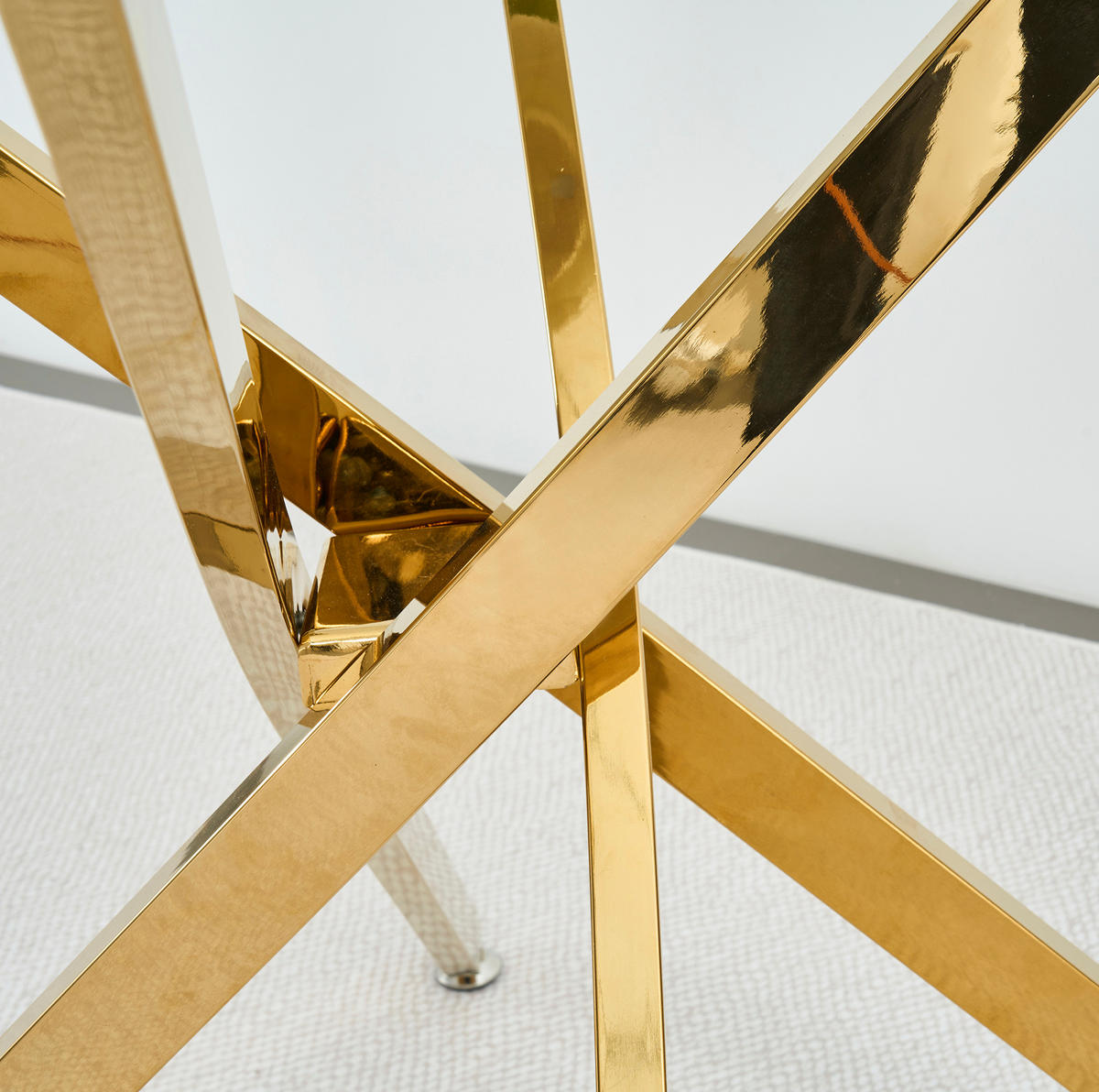 COUCHTISCH aus gehärtetem Glas und Metall in Gold mit verstellbaren Gleitern - Goldfarben, Glas (80/80/76cm) - Modfu