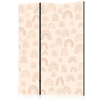 PARAVENT Akustik 3-tlg 135x172 cm Regenbogen Boho-Stil - Beige, Holz/Textil (135/172/3cm) - Muralo