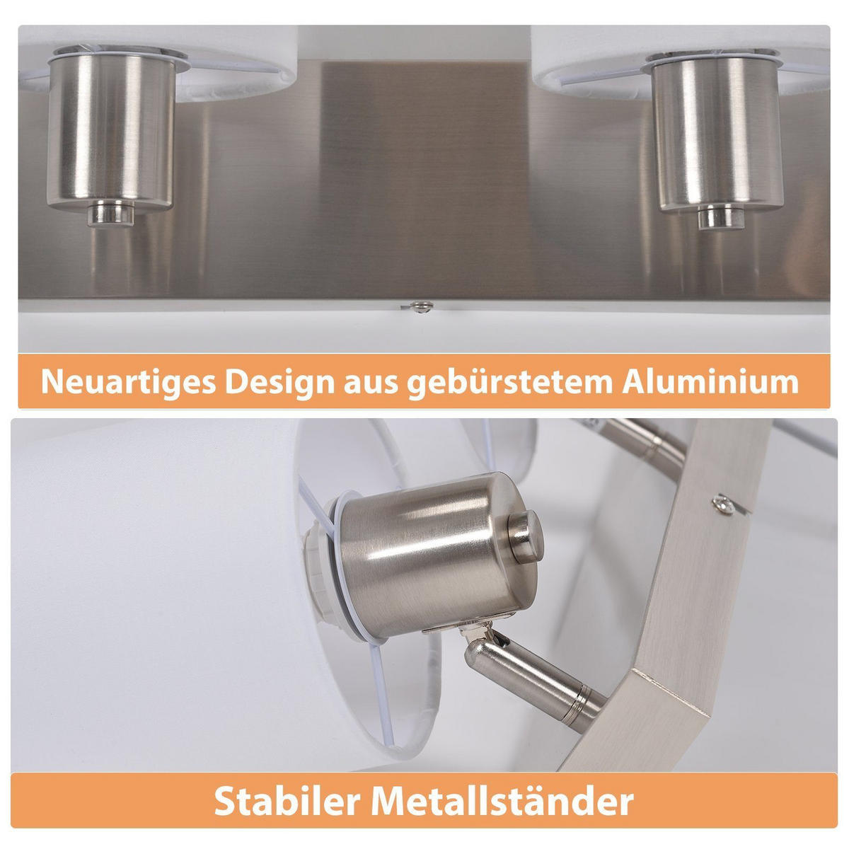 DECKENSTRAHLER 16/13/67.5cm Sand Nickel Farbe 1 Flamme - Silberfarben, Metall (16/13/67.5cm) - ZMH