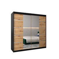 SCHWEBETÜRENSCHRANK 200/200/62 2-türig - Silberfarben/Schwarz, Holz/Kunststoff (200/200/62cm) - MÖBEL KRYSPOL