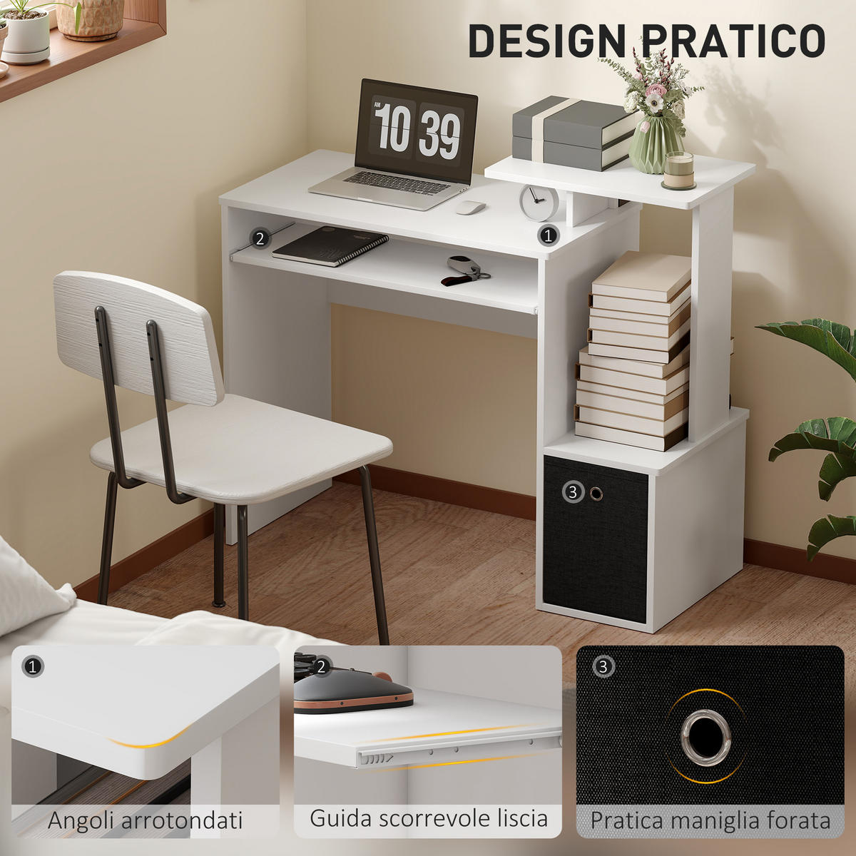 BÜROTISCH Weiß 1 Stück - Weiß, Holzwerkstoff (40/100/86.6cm) - GiPP