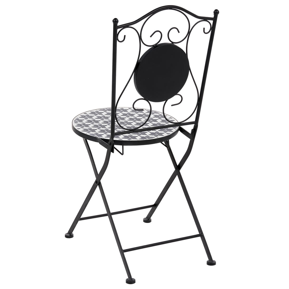 GARTENSTUHL 2er Set klappbar Metall Weiß/Blau Sirolo - Blau/Schwarz, Metall (40/90/44cm) - Beliani