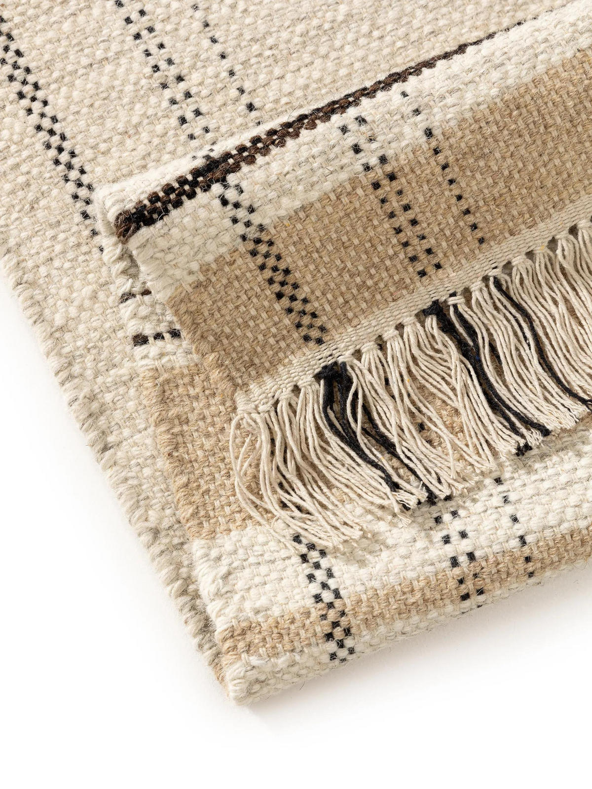 WOLLTEPPICH-LÄUFER Bahati Beige 70x200 cm - Beige, Textil (70/200cm) - benuta Pop