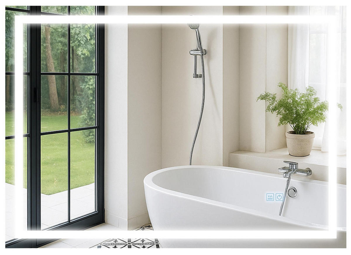 BADSPIEGEL Graz 50x70 ohne Bluetooth 70x3,5x50cm Glas Klarglas Badezimmerspiegel - Klar, Glas (70/50/3.5cm) - DELUKE