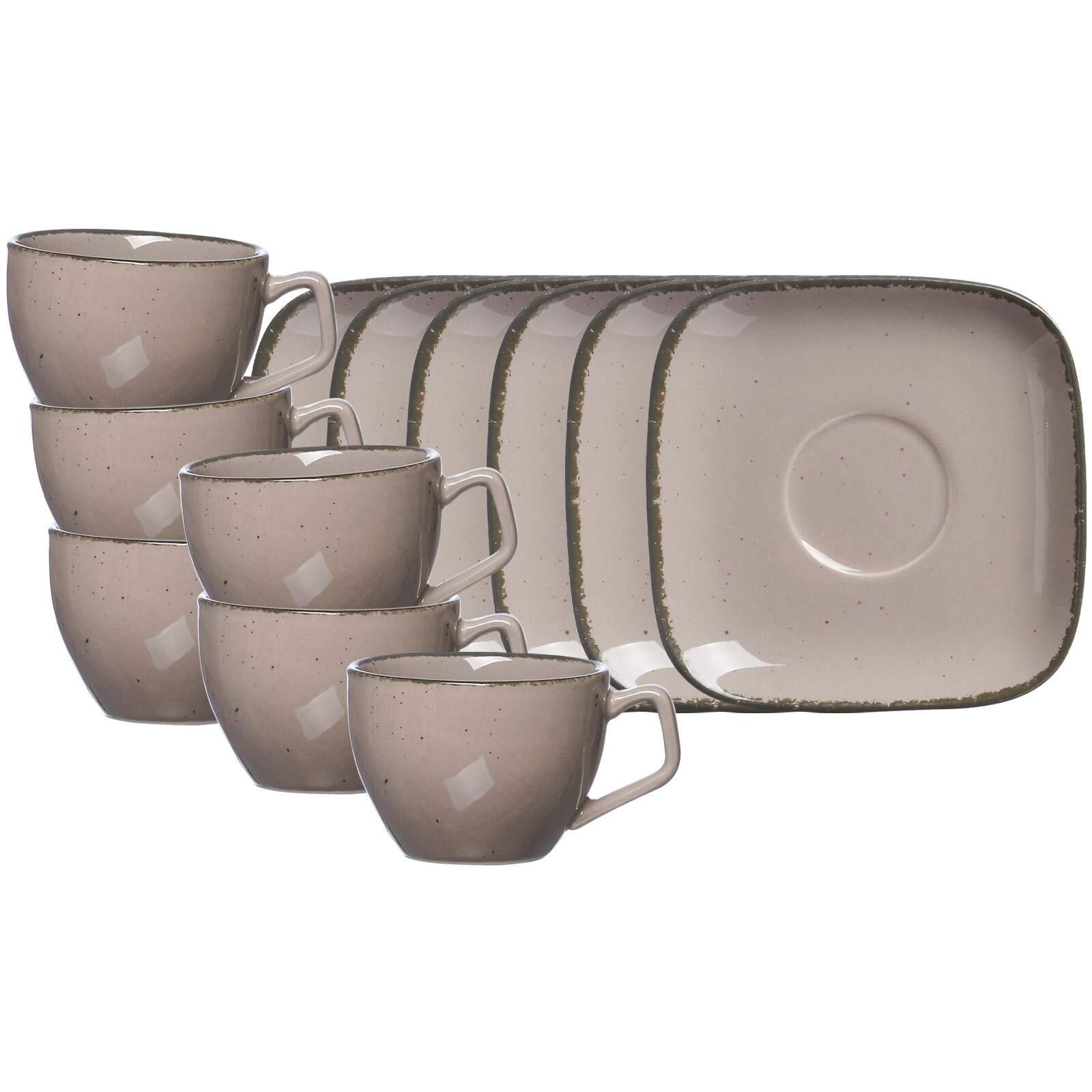 ESPRESSOTASSEN MIT UNTERTASSEN Casa grau 80 ml 6er Set - Grau, Keramik (0.08L) - Ritzenhoff Breker