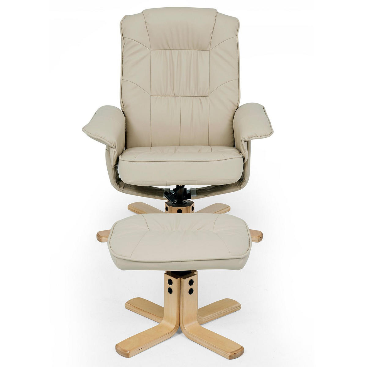 RELAXSESSEL KUNSTLEDER, SET MIT HOCKER CHARLY - Beige, Textil (76/87/61cm) - IDIMEX