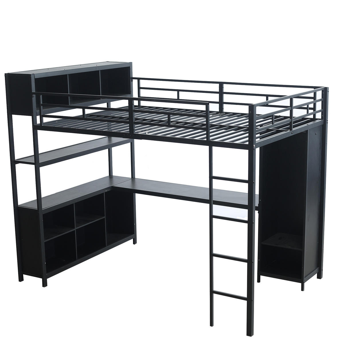 HOCHBETT Eisen Spanplatte 140/200 cm Schwarz - Schwarz, Holz/Metall - Raumix