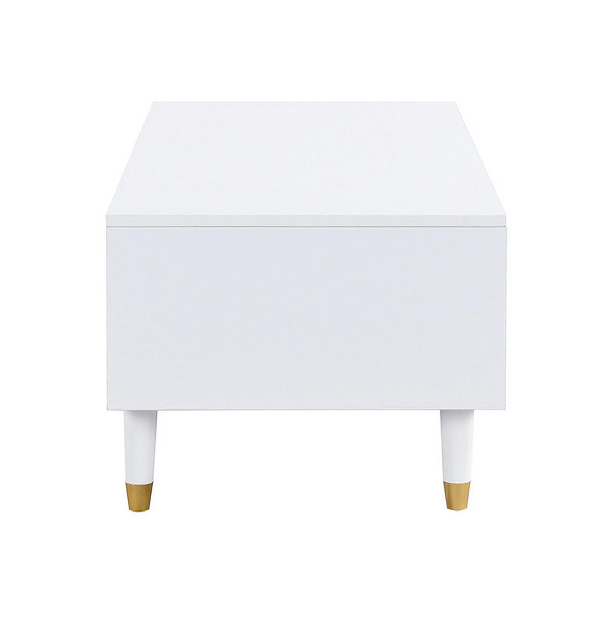 KONFERENČNÍ stolek z MDF 110x50x40 cm bílý se 2 zásuvkami a LED osvětlením, vlnitý design - bílá, kompozitní dřevo (110/50/40cm) - Modfu