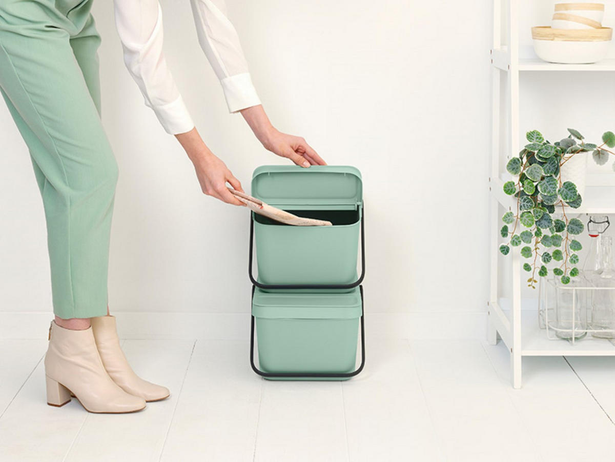 ABFALLSAMMLER Stapelbarer Mit Tragegriff 20 Liter Kunststoff Jade - Grün, Kunststoff (28/22.5/45cm) - PROREGAL