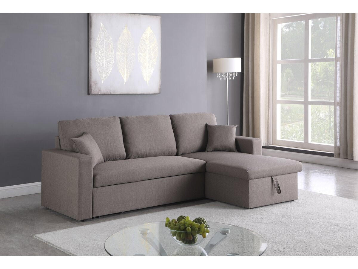 ECKSCHLAFSOFA Alain Taupe - Taupe, Textil (221/145cm) - Habitat Garten
