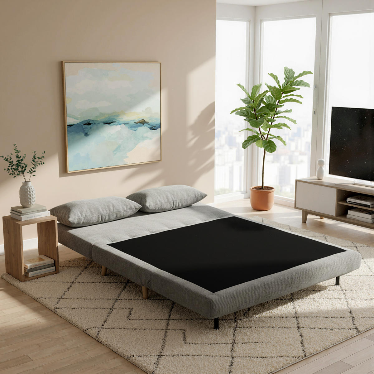 2-SITZER Schlafsofa Grau 141.0/90.0/81.0 cm - Grau, Textil (90/81/141cm)