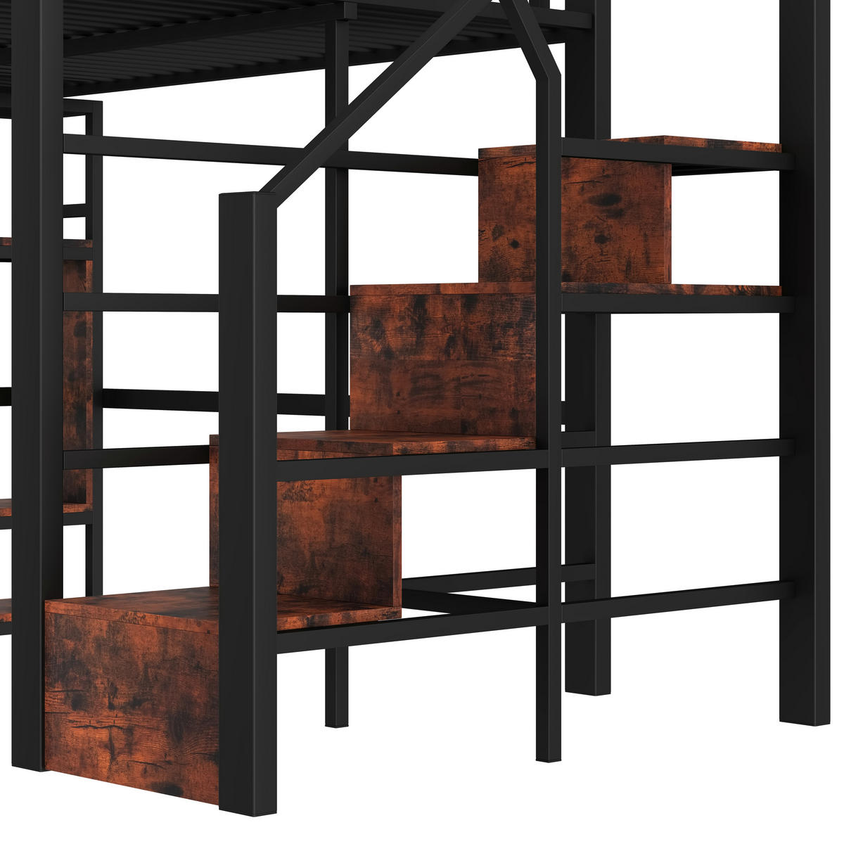 HOCHBETT aus Metall und MDF 140x200 cm in Schwarz mit LED & Stauraum - Rosa, Metall (140/200cm) - Modfu