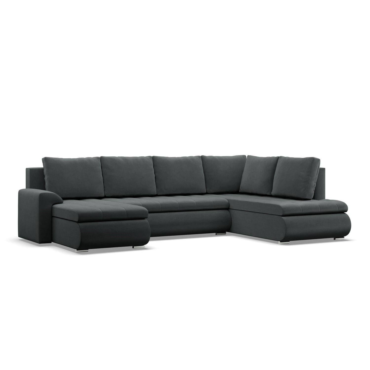 U-SOFA MIT SCHLAFFUNKTION FORESTA, Dunkelgrau - Dunkelgrau, Textil (300/89/200cm)