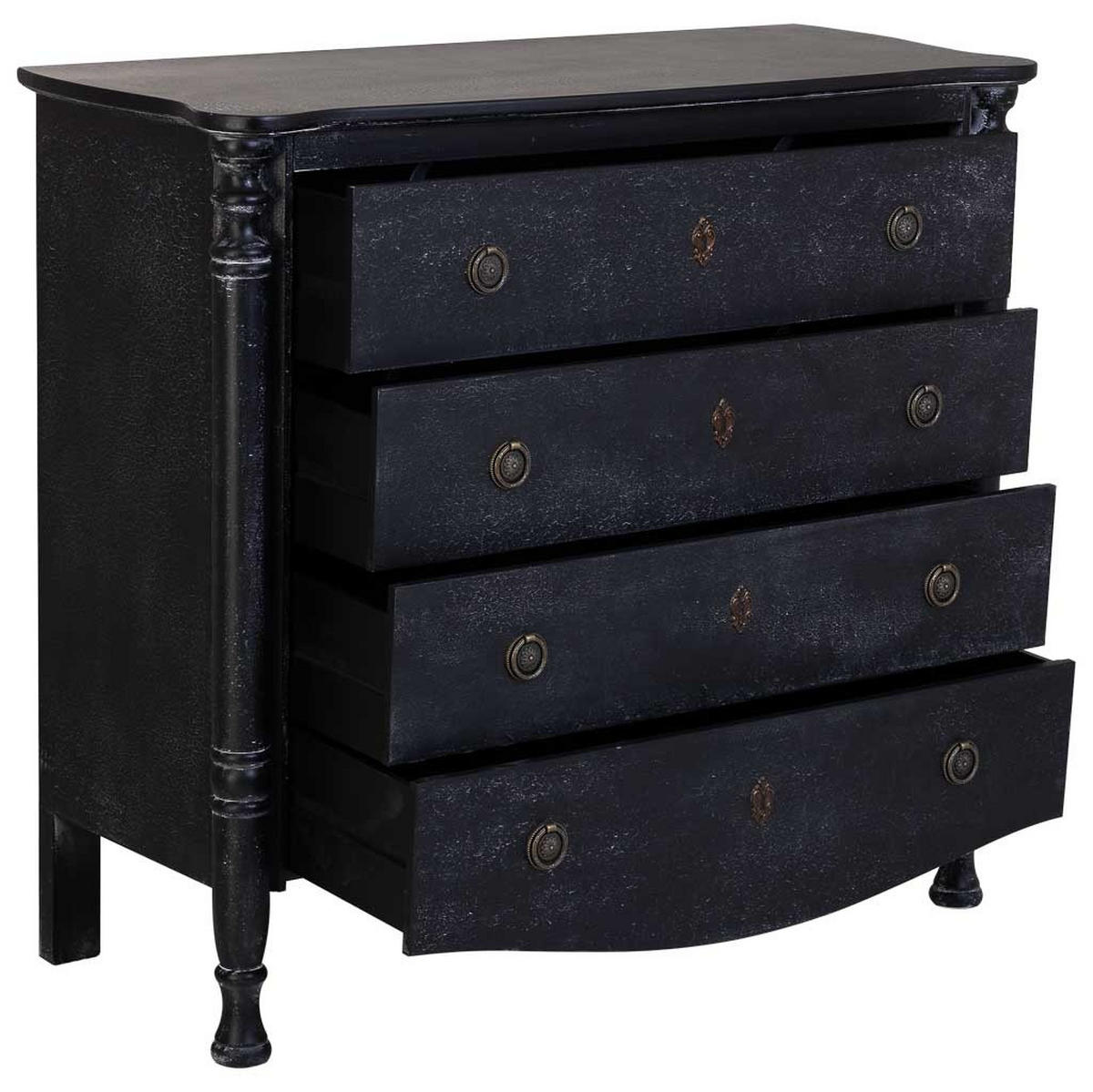 KOMMODE LACKIERTE mit 4 Schubladen 100x40x90 cm - Schwarz, Holz (100/90/40cm) - Wanderlust