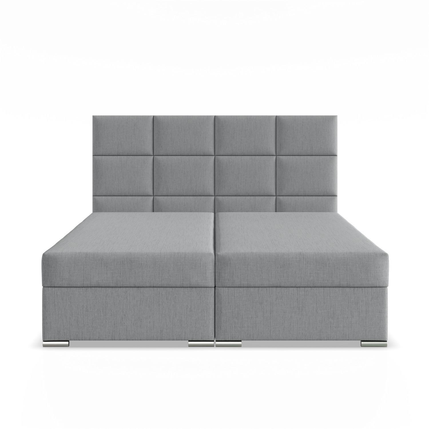 BOXBETT MIT KOPFTEIL 140x200 CALVI, Grau - Hellgrau, Textil (140/200cm) - Mebligo