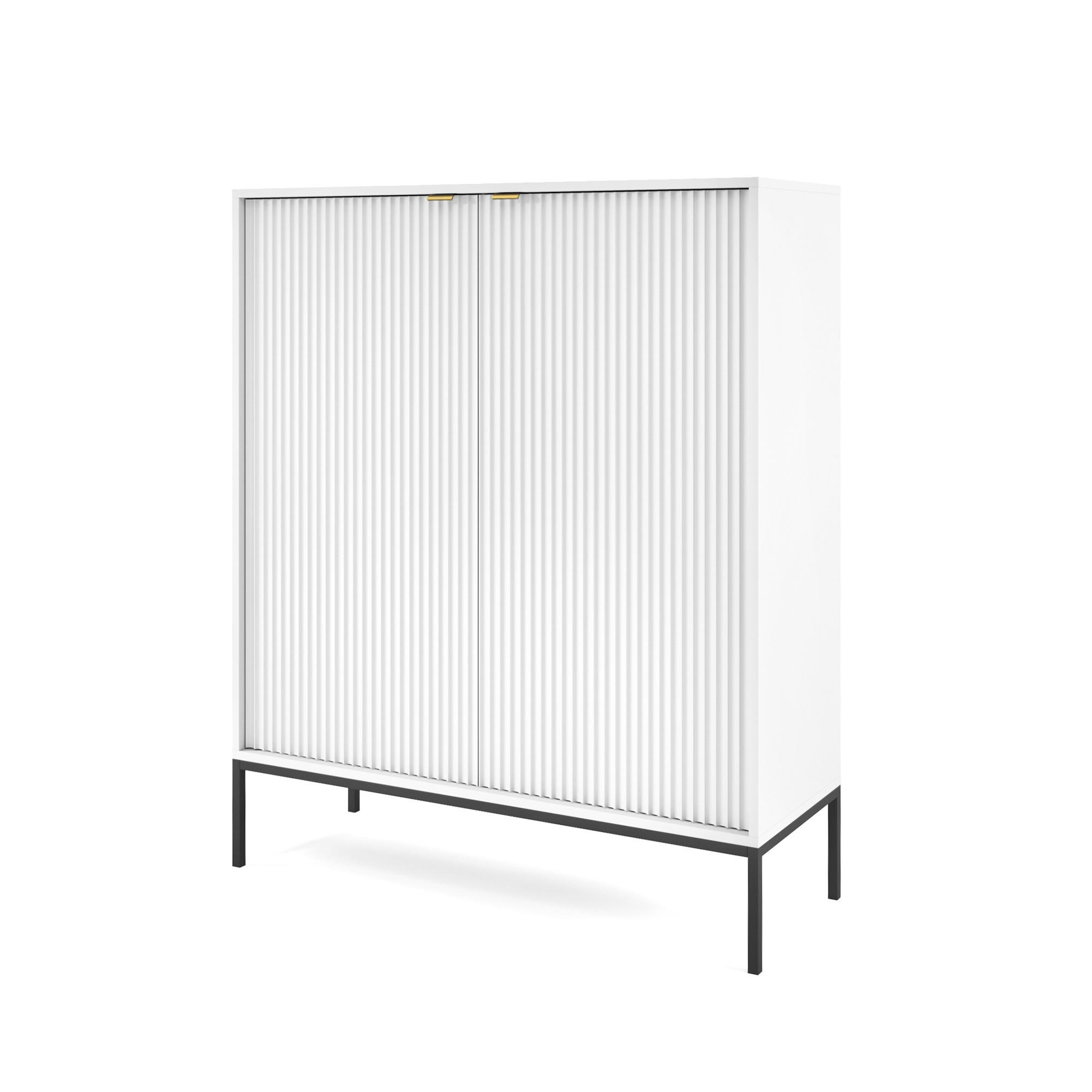 HIGHBOARD Nova Weiß, Schwarze Beine - Schwarz/Weiß, Holzwerkstoff/Metall (104/125/39cm) - Bettso
