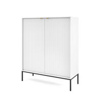 HIGHBOARD Nova Weiß, Schwarze Beine - Schwarz/Weiß, Holzwerkstoff/Metall (104/125/39cm) - Bettso