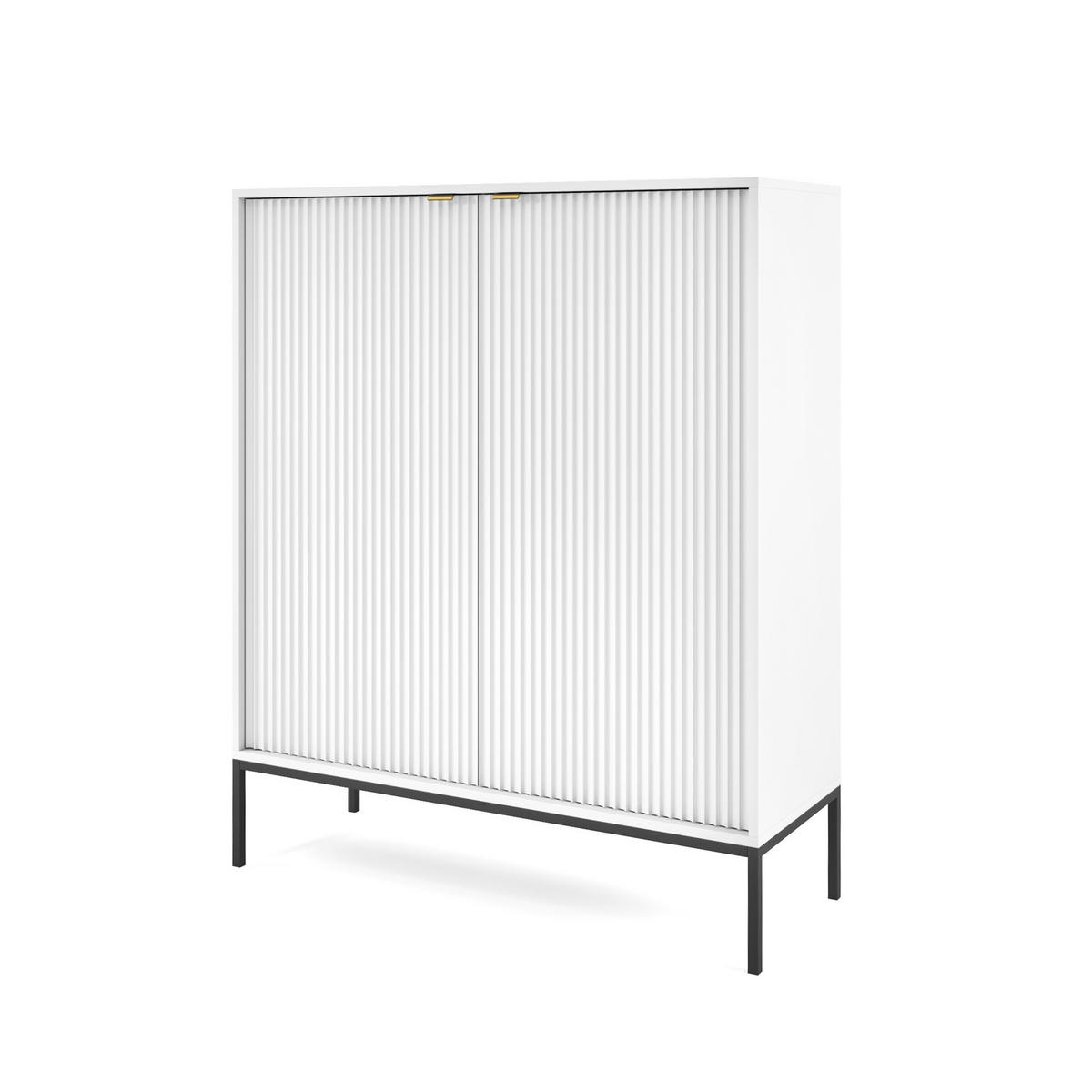 HIGHBOARD Nova Weiß, Schwarze Beine - Schwarz/Weiß, Holzwerkstoff/Metall (104/125/39cm) - Bettso