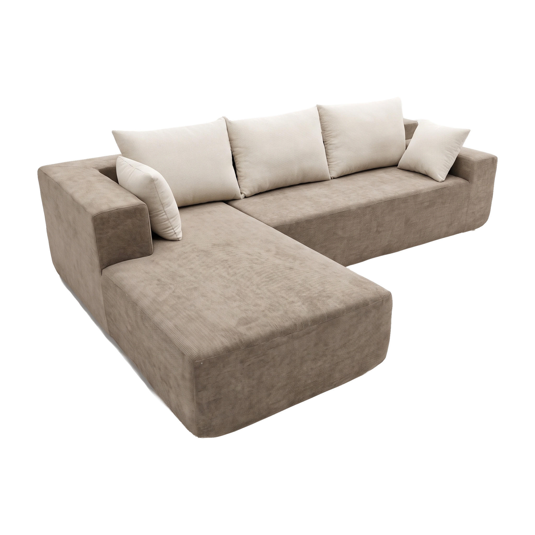 ECKSOFA Luna Sand Weiß 3-Sitzer Links - Weiß, Textil (267/175cm) - COCO Living