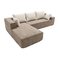 ECKSOFA Luna Sand Weiß 3-Sitzer Links - Weiß, Textil (267/175cm) - COCO Living