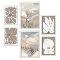 POSTER Set Mit 6 Latente Natur In Kulissen Abstracts Ästhetische Dekorative Gemälde Für Ihr Wohnzimmer, Schlafzimmer, Zuhause A3 & A4 Weißer Rahmen - Weiß, Papier (29/3cm) - Nacnic