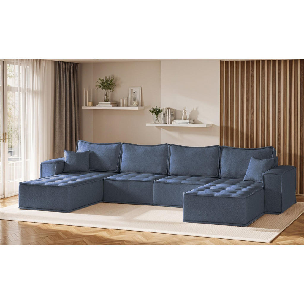 Thumbnail - Fun Möbel Wohnlandschaft, Blau, Textil, 372x85x192 cm, Wohnzimmer, Sofas & Couches, Wohnlandschaften, Wohnlandschaften i...