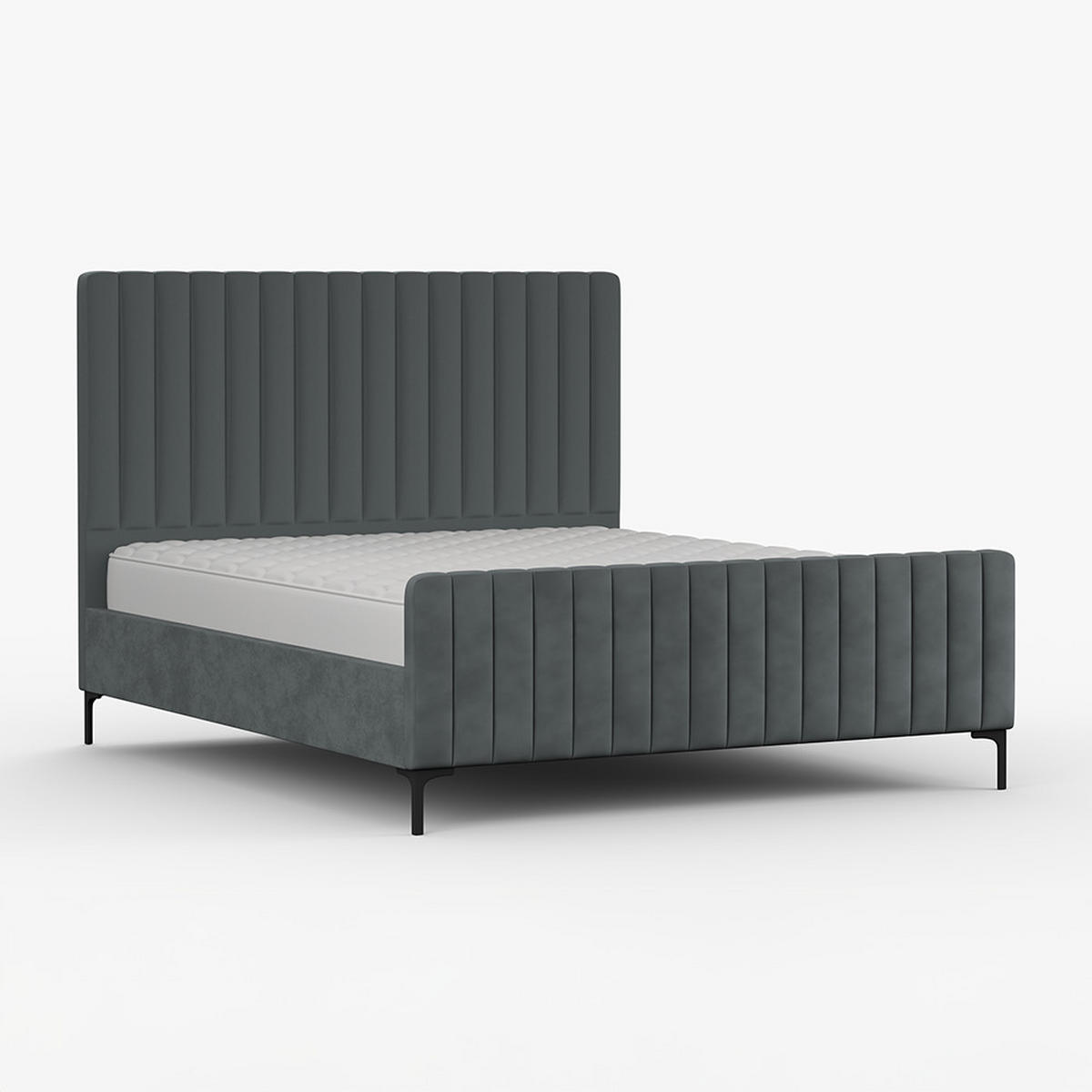 POLSTERBETT AURORA, Lattenrost, ohne Bettkasten, gepolsterte Kopfstütze 160/200 in Grau - Schwarz/Grau, Holz/Textil (160/200cm) - imoebel24