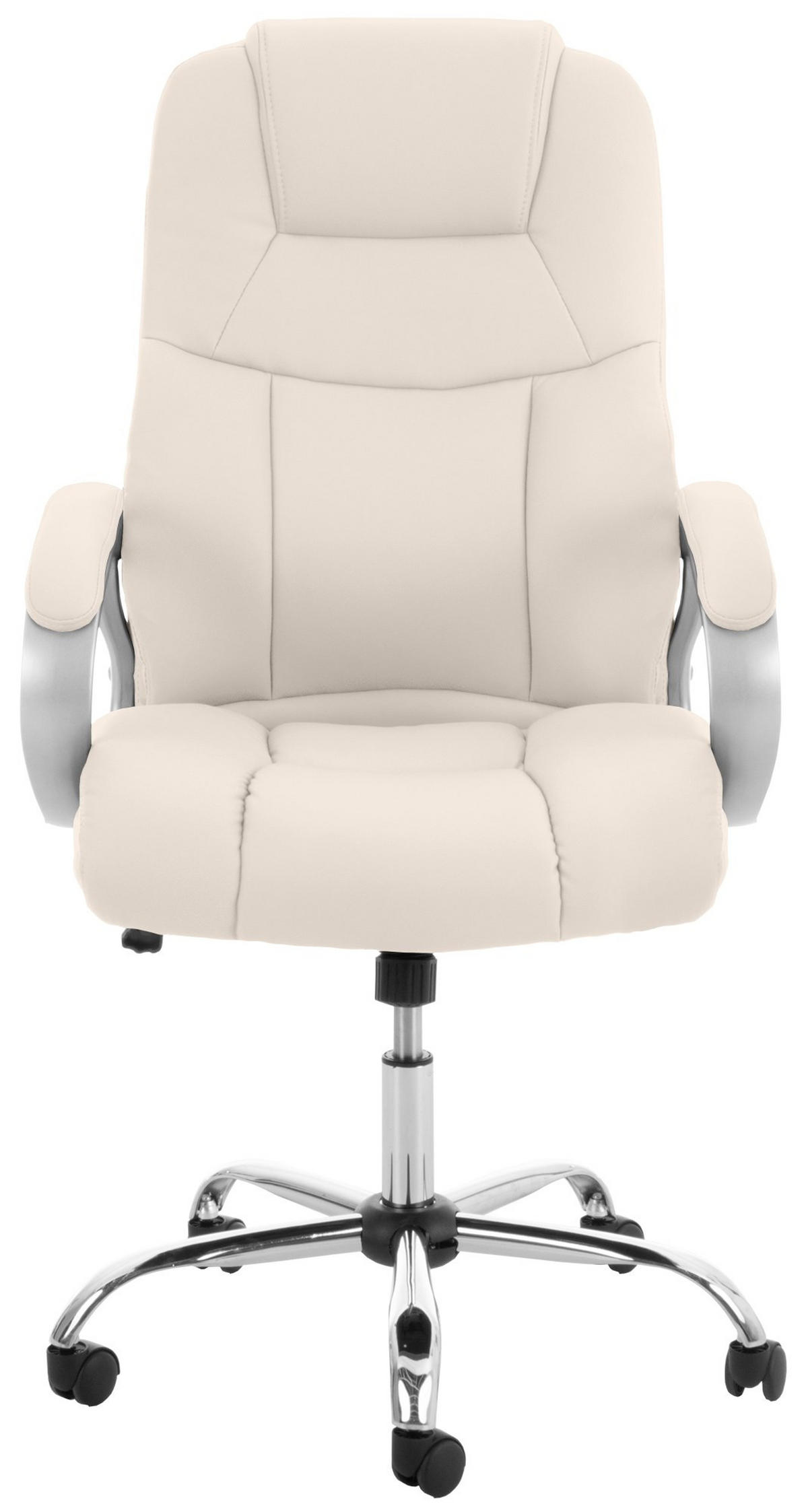 CHEFSESSEL Lederlook Creme - Chromfarben/Creme, Textil/Metall (66/113/70cm) - CLP