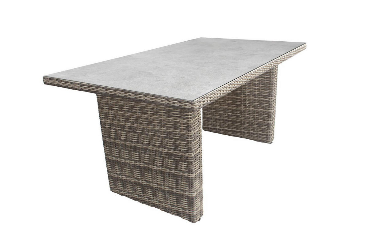 DININGLOUNGE-SET Ria Grau 5-teilig Polyrattan mit Sicherheitsglastisch 160/90/75 cm - Grau, Kunststoff - bellavista - Home & Garden