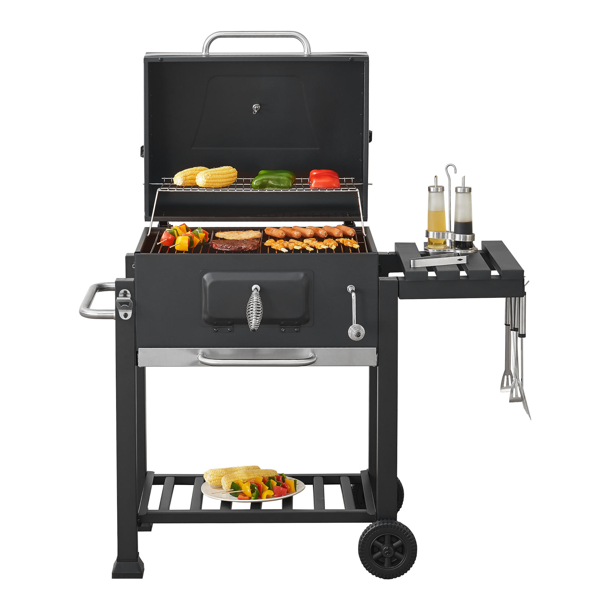 GRILLWAGEN Arnad - Schwarz, Metall (114/105/47.5cm) - casa.pro