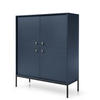 SIDEBOARD MONCTON KOM1-4D Metalgriffe, Dunkelblau - Dunkelblau, Holzwerkstoff/Kunststoff (104/125/39cm) - Komodee
