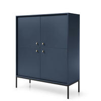 SIDEBOARD MONCTON KOM1-4D Metalgriffe, Dunkelblau - Dunkelblau, Holzwerkstoff/Kunststoff (104/125/39cm) - Komodee