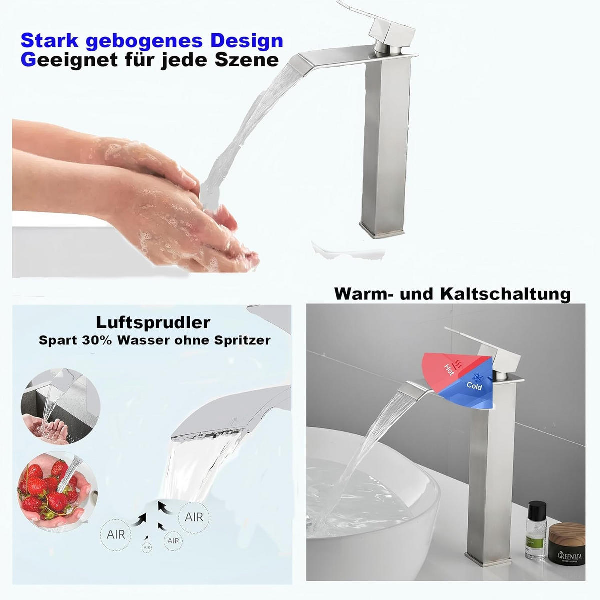 BADEZIMMERARMATUR, 30 x 15cm, silber - Silberfarben, Metall (11/31/5cm) - Vallsero